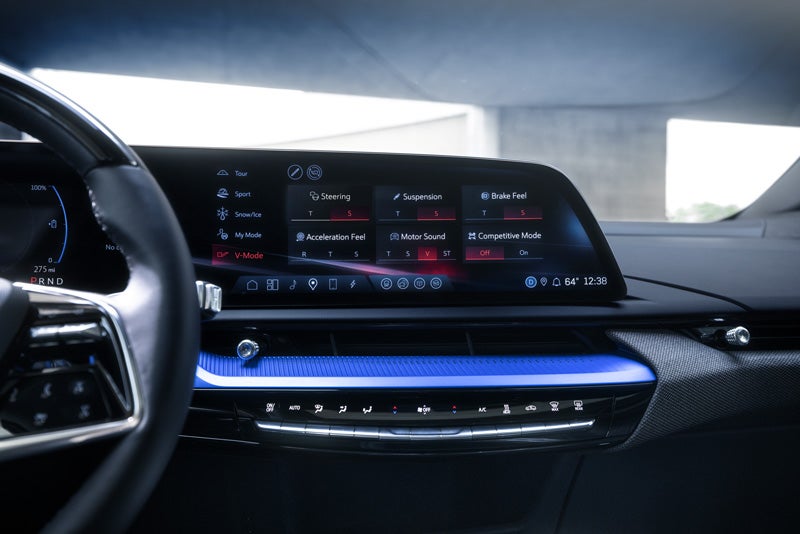 The 2026 OPTIQ-V Display Screen Displaying the V-Mode Settings | Otto Cadillac in Albany NY