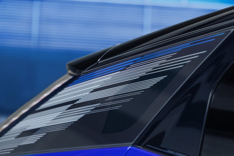 Close-up of the Modern Pattern on the 2026 OPTIQ-V Rear Quarter Glass | Otto Cadillac in Albany NY